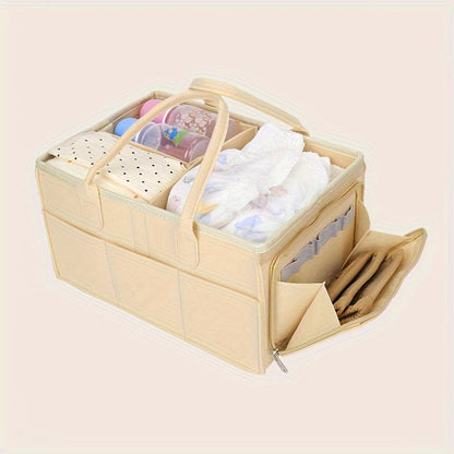 Large capacity khaki diaper storage bag with zipper for organizing diapers, perfect gift for holidays such as Christmas, Halloween, Thanksgiving, New Year's, Easter, and Valentine's Day.