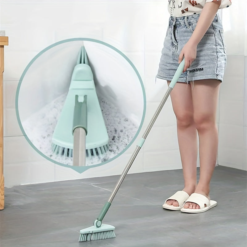 One piece of floor scrub brush with a long handle and stiff bristles, suitable for cleaning showers, bathtubs, tiles, walls, kitchens, bathrooms, and balconies. The brush is detachable and measures 37.4 inches in length.