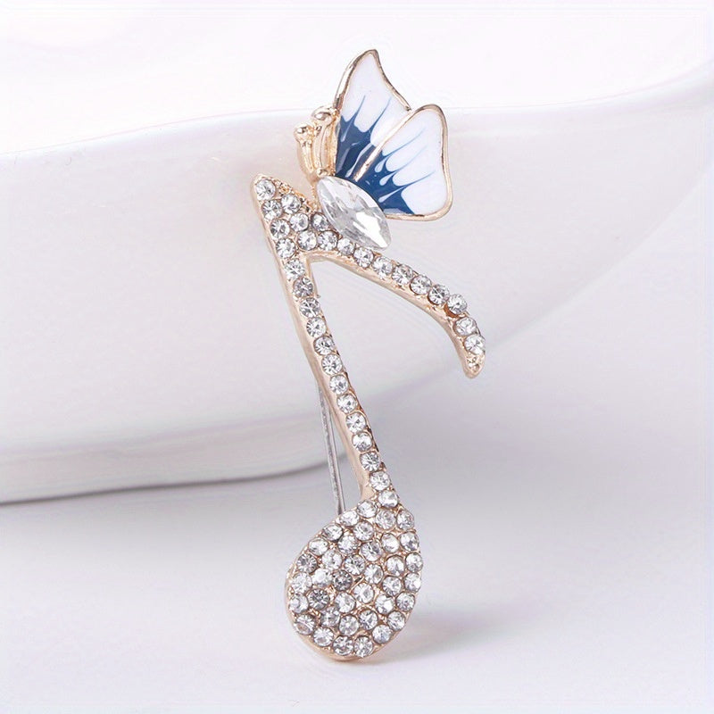 SKEDS Elegant Rhinestone Music Note Butterfly Brooch: Ayollar va Erkaklar uchun noyob moda pin