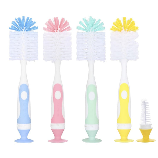 Versatile 2-in-1 Bristle Bottle Brush Set with Stand and Nipple Brush for Daily Cleaning Needs