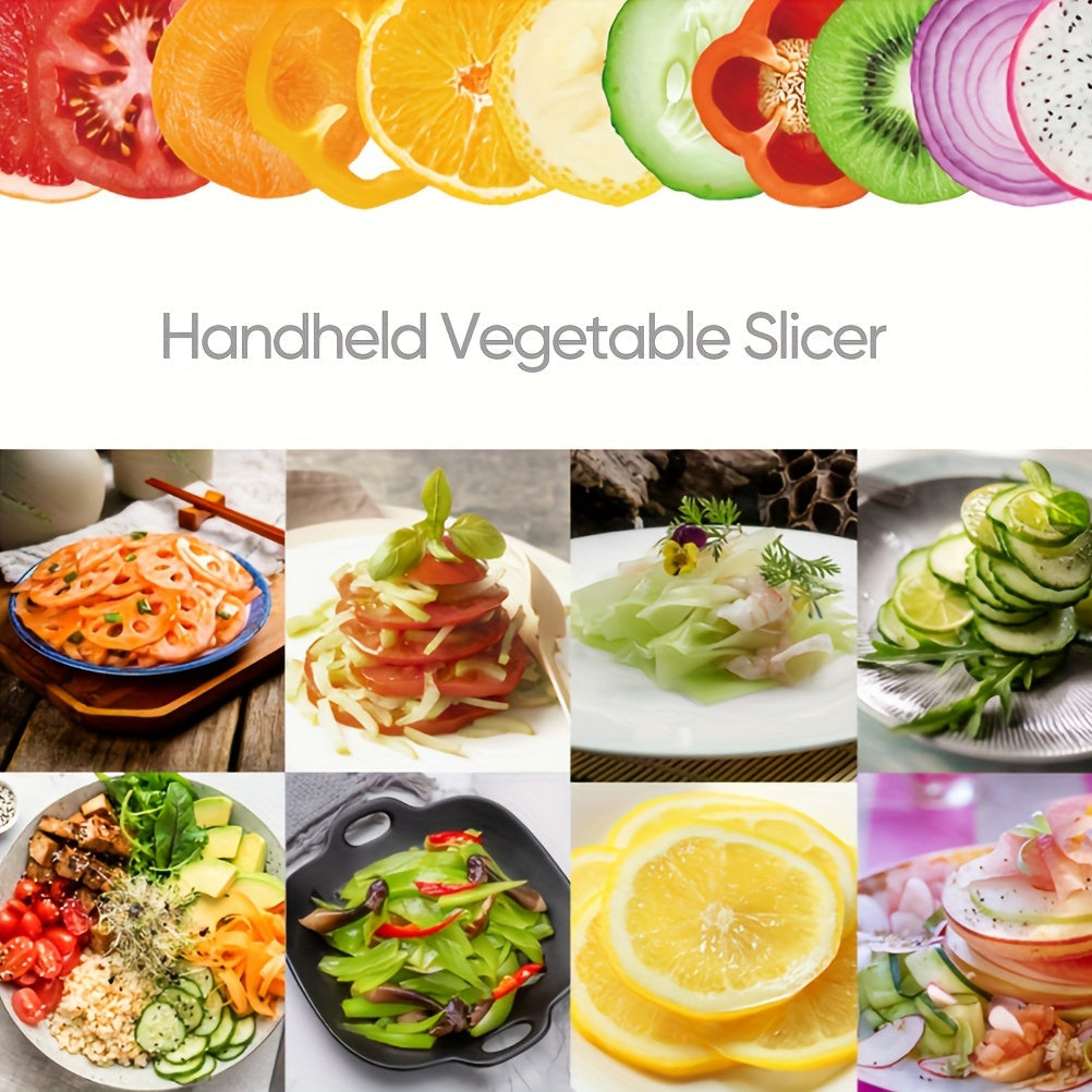 1 piece of a handheld vegetable cutter, ideal for slicing vegetables like salad, zucchini, carrots, onions, and more. The adjustable thickness cabbage shredder slicer is a must-have kitchen accessory.