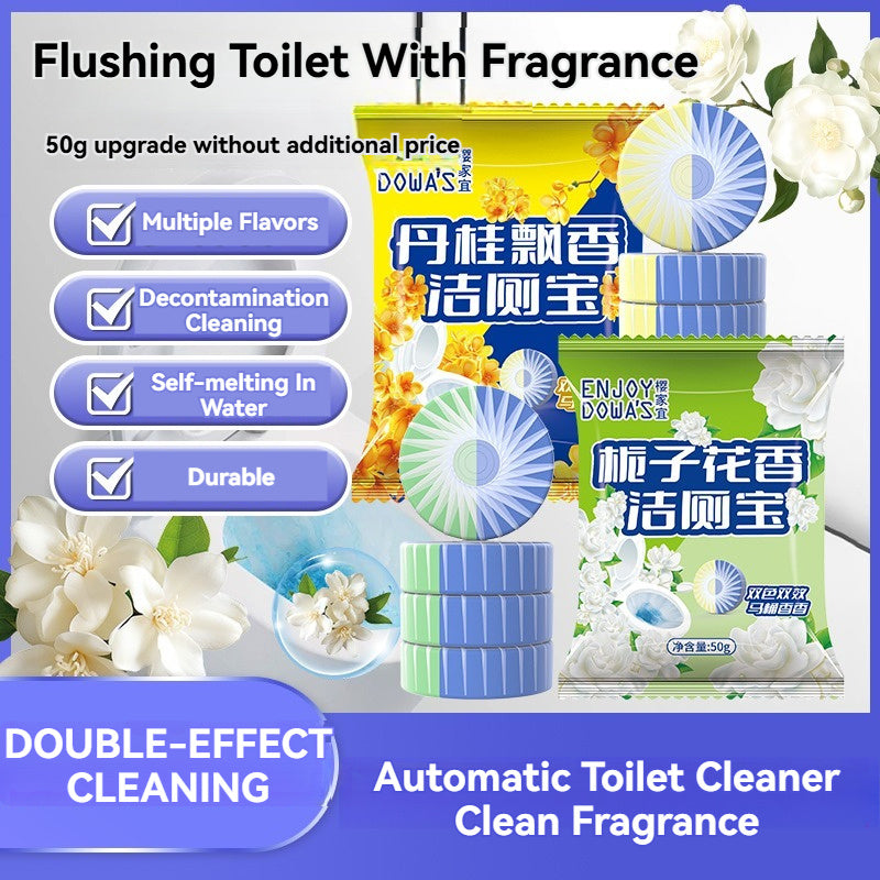 Experience a fresh bathroom with Dowa's 8-Pack Toilet Bowl Cleaner Tablets. This botanical blend features the soothing scents of white peach oolong and gardenia, in a concentrated gel form made with sodium lauryl sulfate. Perfect for ceramic surfaces