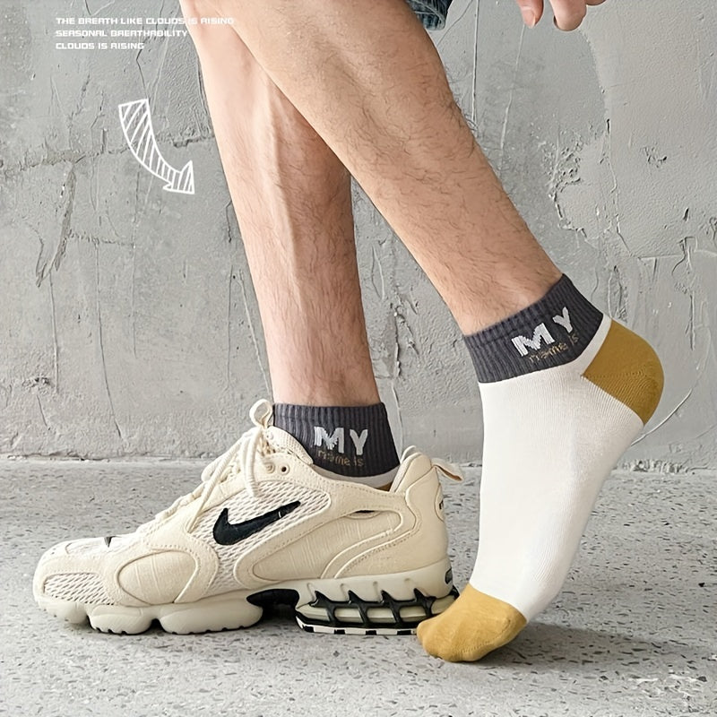 Men's knitted low-cut socks, anti-odor and sweat-absorbing, perfect for daily wear in spring and summer.