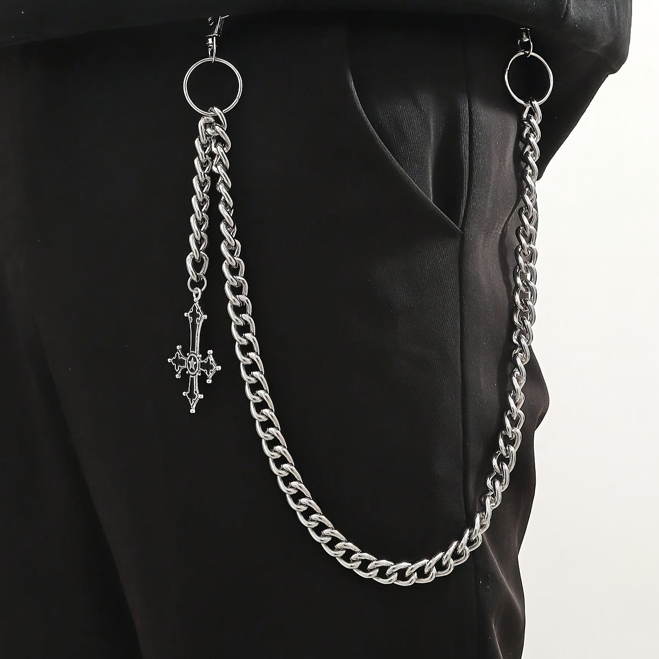 Fashion Accessory: Iron Alloy Cross Pendant Men's Casual Pants Chain