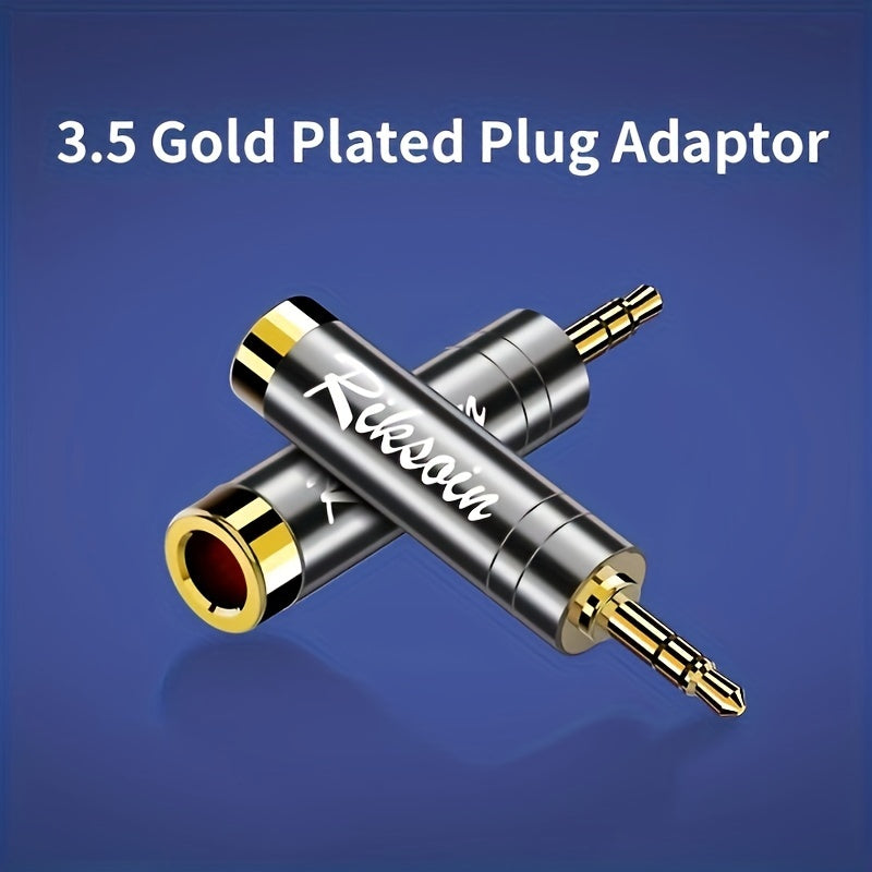 Riksoin 3.5mm to 6.5mm Adapter: Gold-Plated Plug with Noise Reduction, Universal Music Accessory for Various Devices, Grey Alloy, Power-Free.