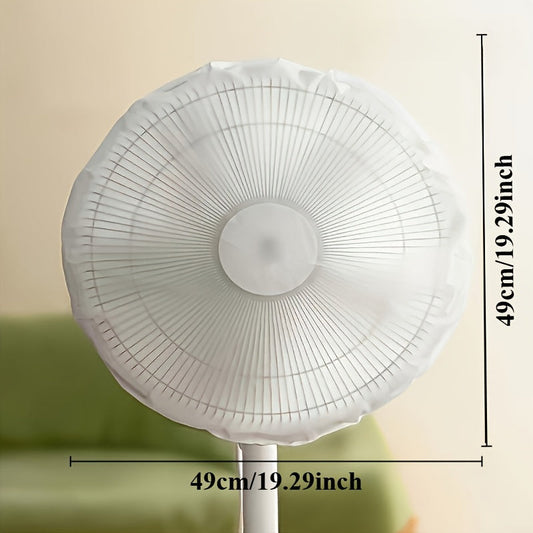 Durable White Fan Cover for Safety, Keeps Pedestal Fans Dust-Free, Washable Guard for Easy Maintenance, Ideal for Round Fans, No Electricity Required, Perfect for Home Organization and Gift Wrapping Storage.