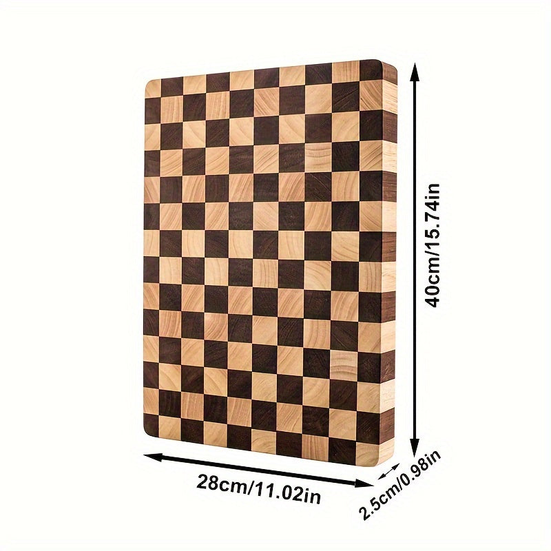 Large Vintage-Inspired Wood Cutting Board with Checkered Butcher Block Design - Thick and Food-Safe Chopping Board for Kitchen Use