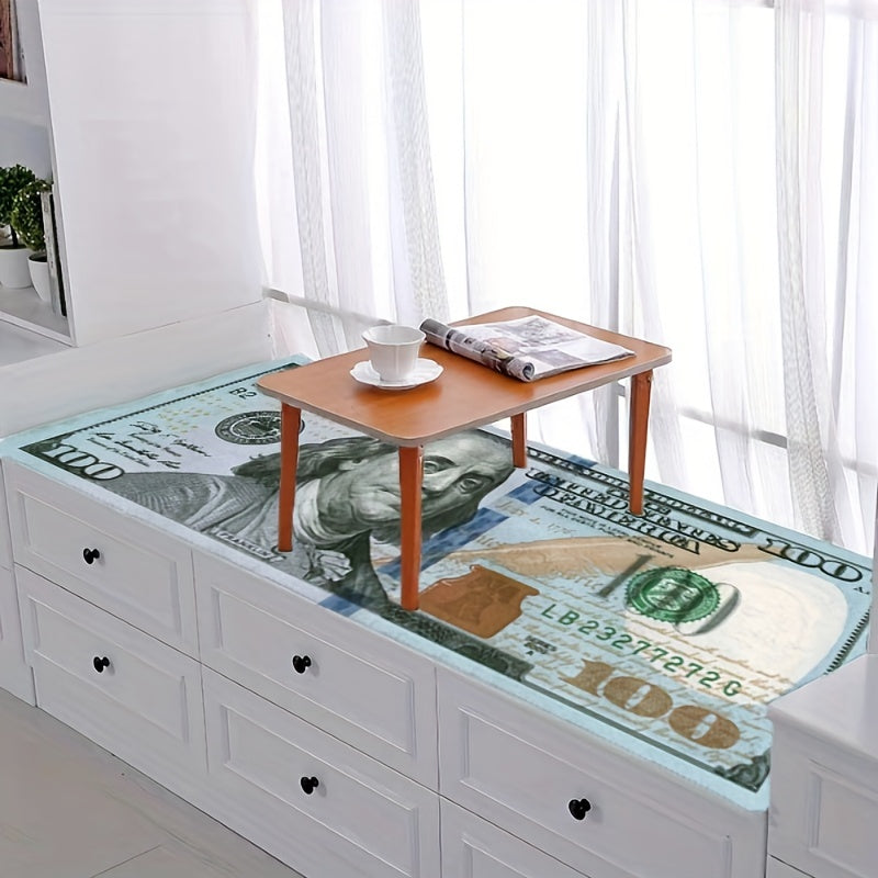 Add a touch of creativity with our 100 Dollar Bill Rug, featuring a non-slip backing. Perfect for adding a decorative touch to your bedroom, kitchen, hallway, or laundry room. This rug not only looks like a 100 dollar bill but also has water absorption