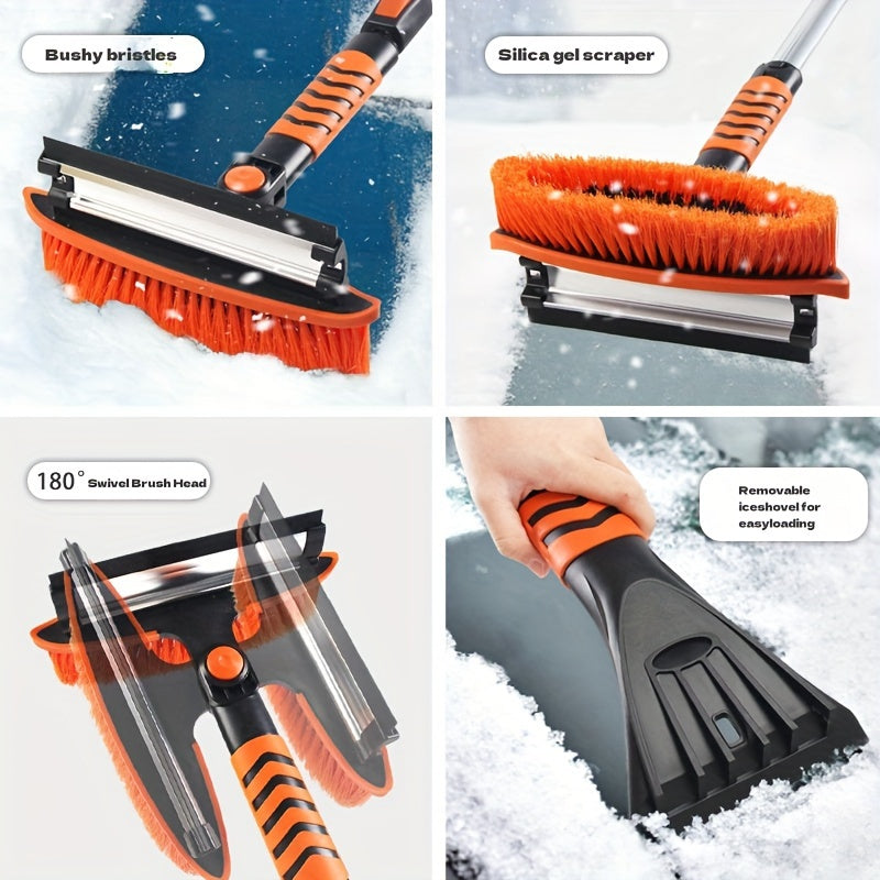 Get ready for winter with this versatile 2-in-1 Telescopic Snow Shovel & Ice Scraper Set! The multi-purpose detachable snow brush also features an adjustable squeegee for use on bathroom, car, glass, wall, and floor surfaces. This convenient 2-piece set