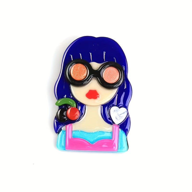 Stylish Acrylic Lady Pins with Glasses - Adorable and Distinctive Women's Accessories