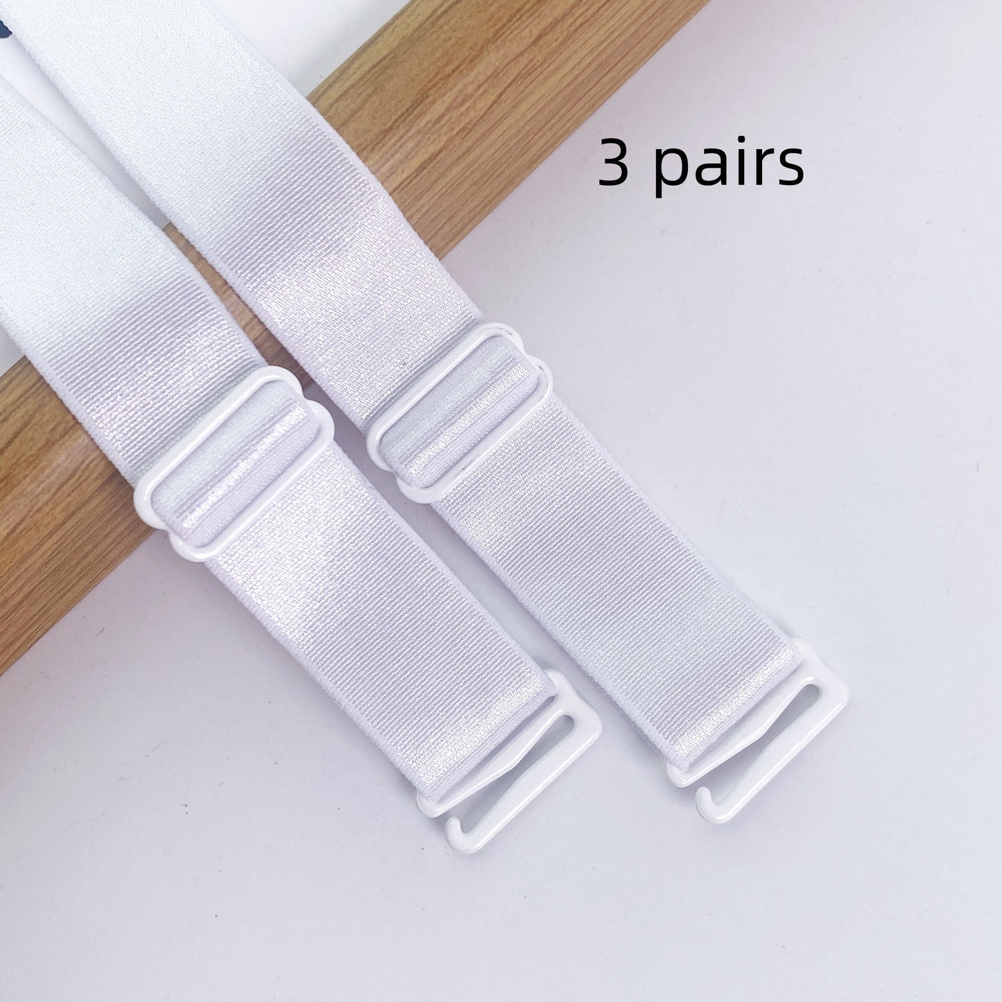 3 pairs of plain non-slip, adjustable shoulder straps for women's lingerie and underwear.