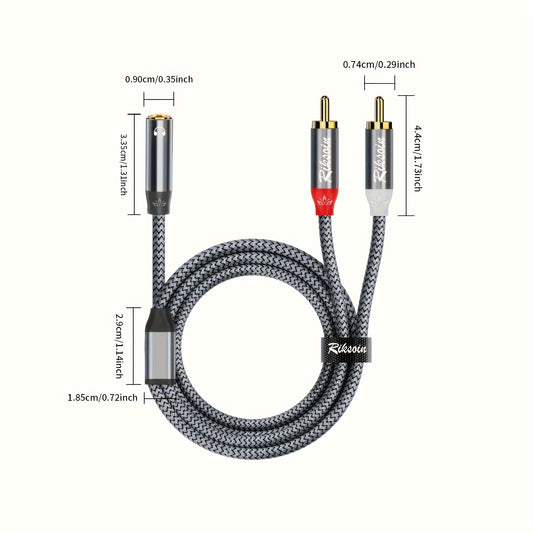 RIKSION Premium Lossless Audio Cable - 3.5mm to Dual RCA Adapter for various devices