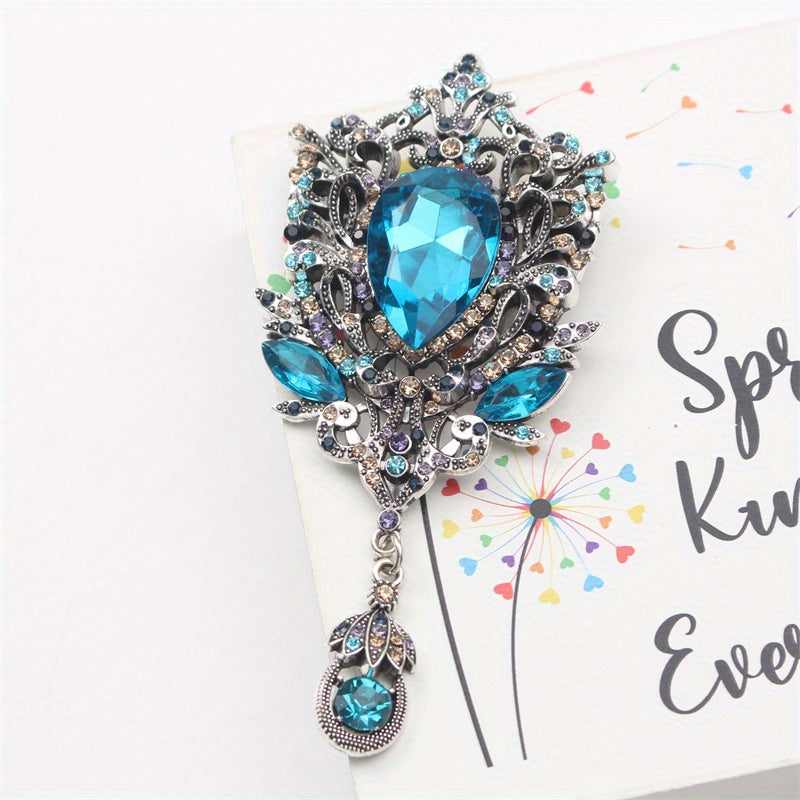 Luxurious Enamel Irregular Flower Shaped Rhinestone Brooch, Elegant Atmosphere Cutout, Stylish Pin for Women, Fashionable Gift Option