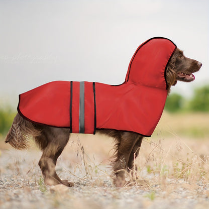 Adjustable Reflective Pet Raincoat for Dogs - Hand wash only, all-size fit, durable woven polyester, easy pullover design with secure fastening - Versatile red raincoat for dogs of all