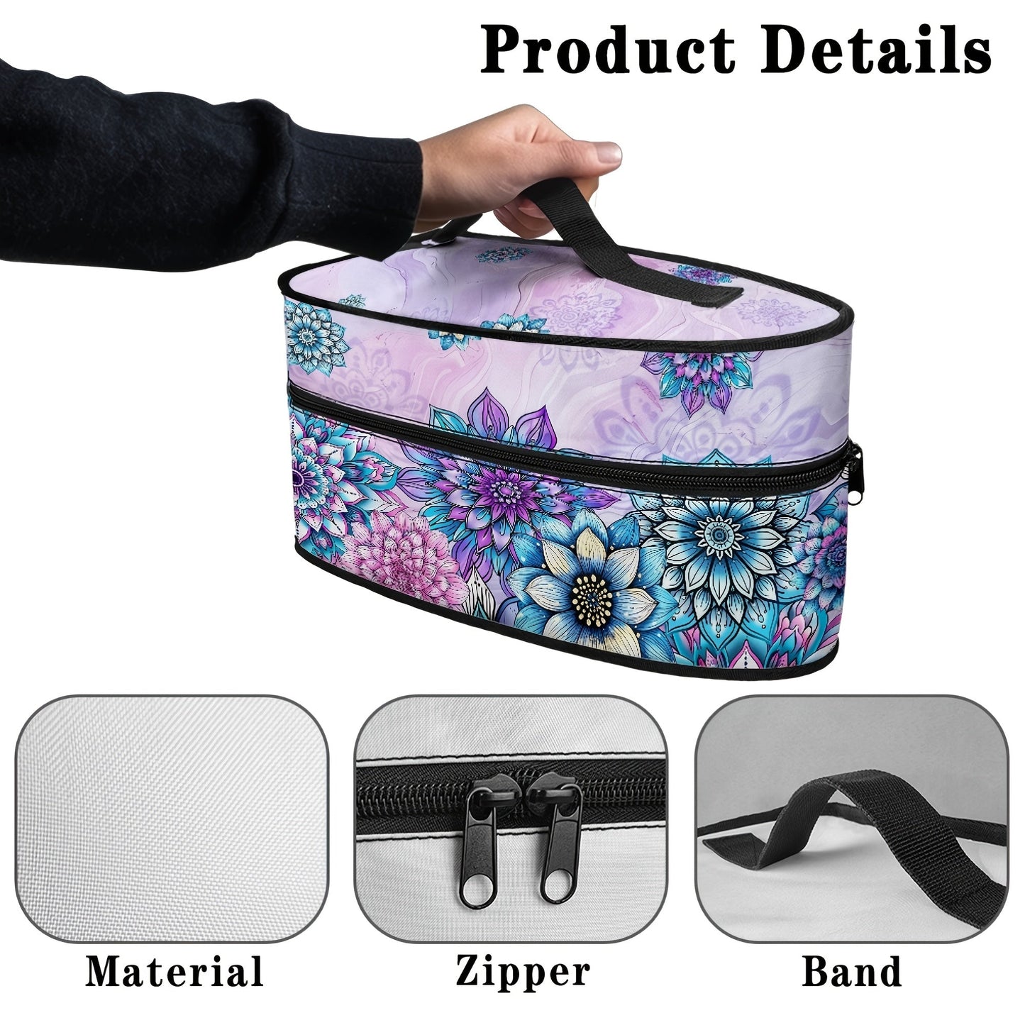 Portable Ironing Bag with Floral Pattern, Top Handle, and Double Zipper - Perfect for Travel and Storage, Made of Durable Polyester Material, Dustproof Design