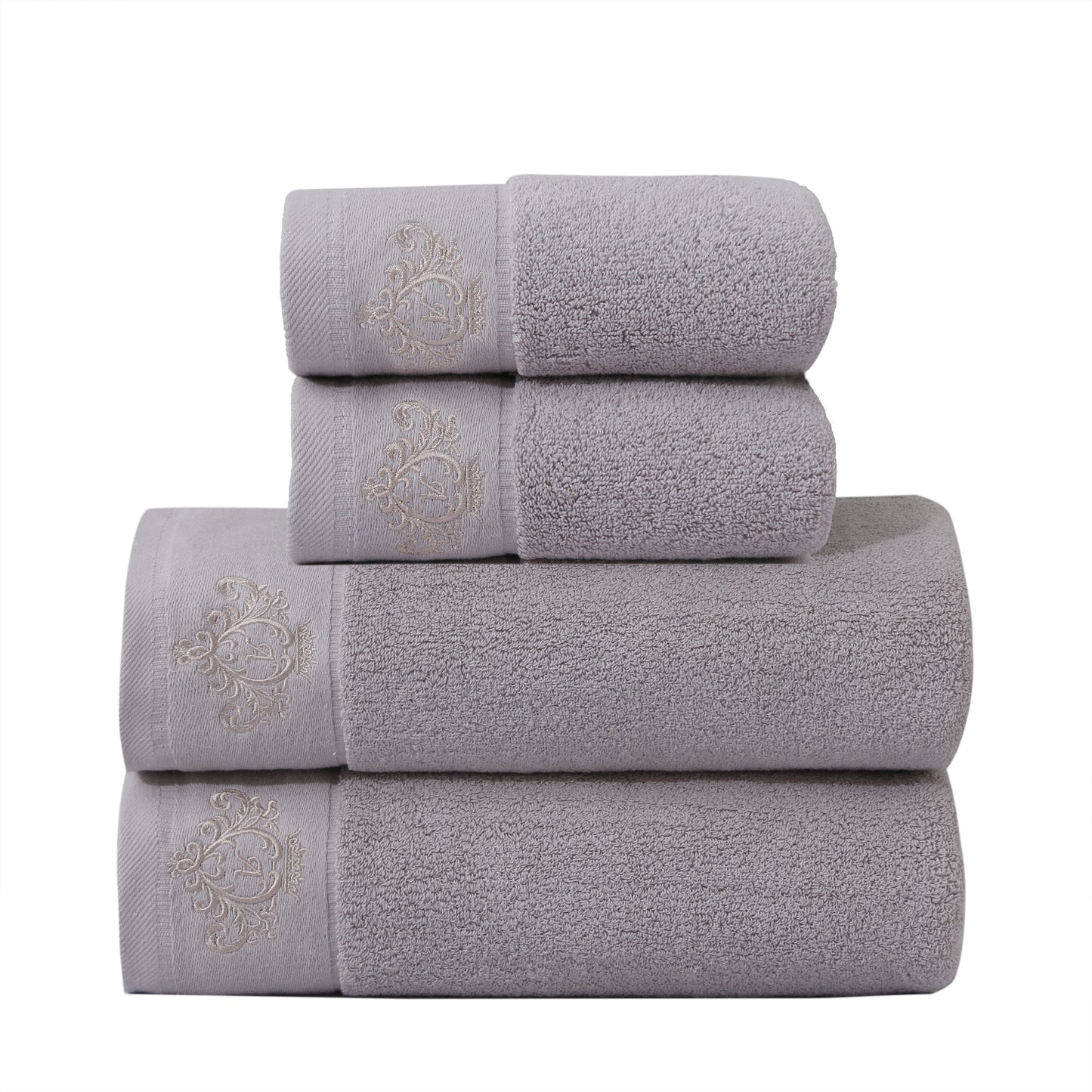 Crown Pattern Cotton Towel Set - Soft, Absorbent, Durable - Ideal for Family Use - Includes Hand and Bath Towels - 34.8x74.93cm and 70.1x139.7cm - Bathroom Accessories