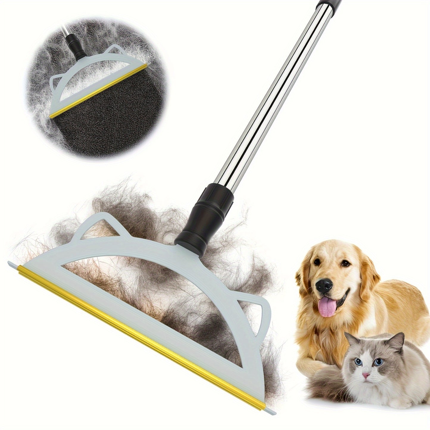 Pet Stretching Deshedding Brush for Dogs, Adjustable, Plastic and Metal, Battery-free