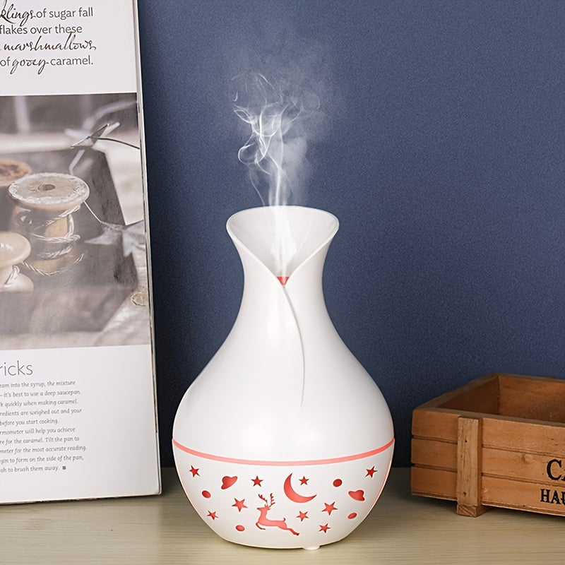 YAIAWISU Portable USB Humidifier with Essential Oil Diffuser: Quiet, Auto Shut-Off, 7 Color Lights, Nightlight - Ideal for Home & Office Use. Made of Plastic.