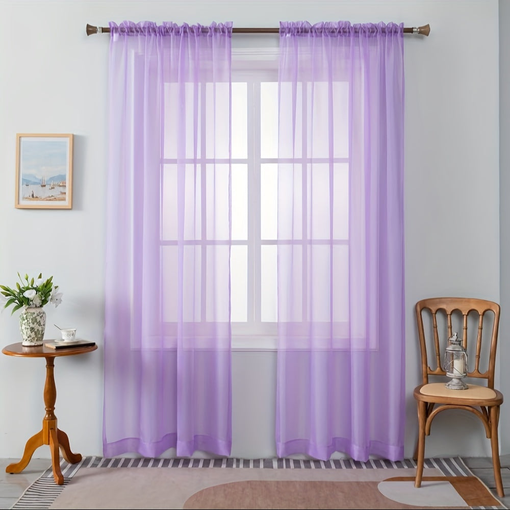 [Top Pick] Add a touch of elegance to your home with these stylish terylene gauze curtains. The two-piece set features a semi-transparent design in a plain color, perfect for creating a breathable and lightweight atmosphere in any room. Hang them with