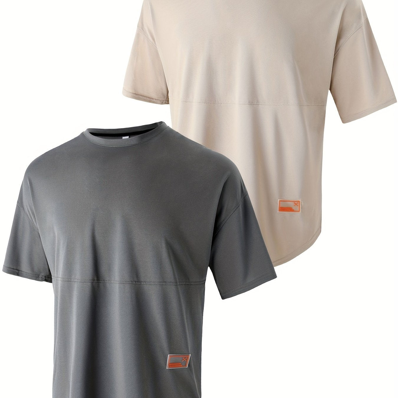 Men's casual sports T-shirt with round neck, short-sleeved, versatile for outdoor activities.