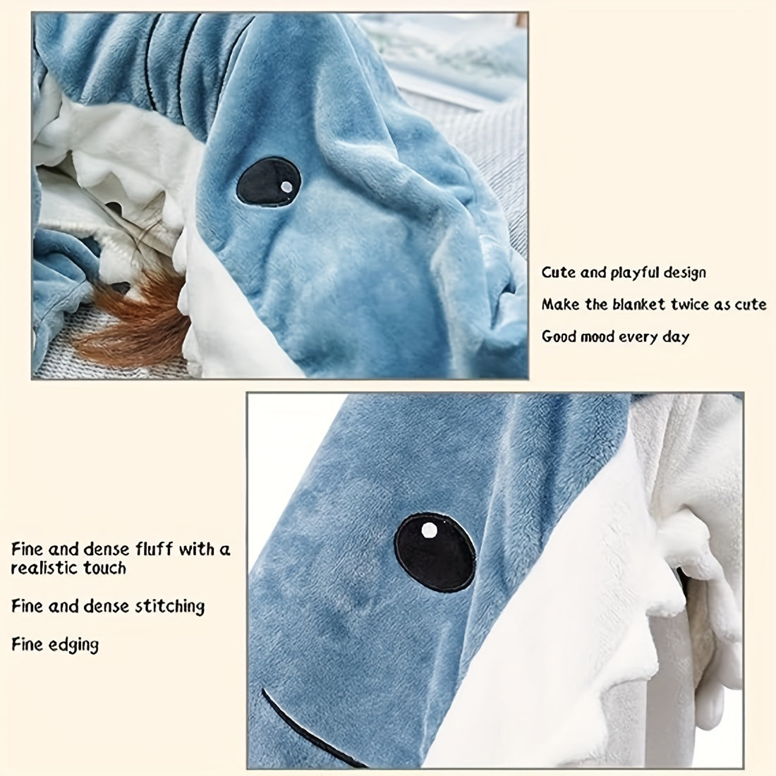 Stay cozy in this adorable shark-patterned blanket hoodie designed for adults. This cute and funny blue shark flannel blanket features a cartoon animal design perfect for lounging on the sofa, in bed, or even while camping in your car. A great gift idea