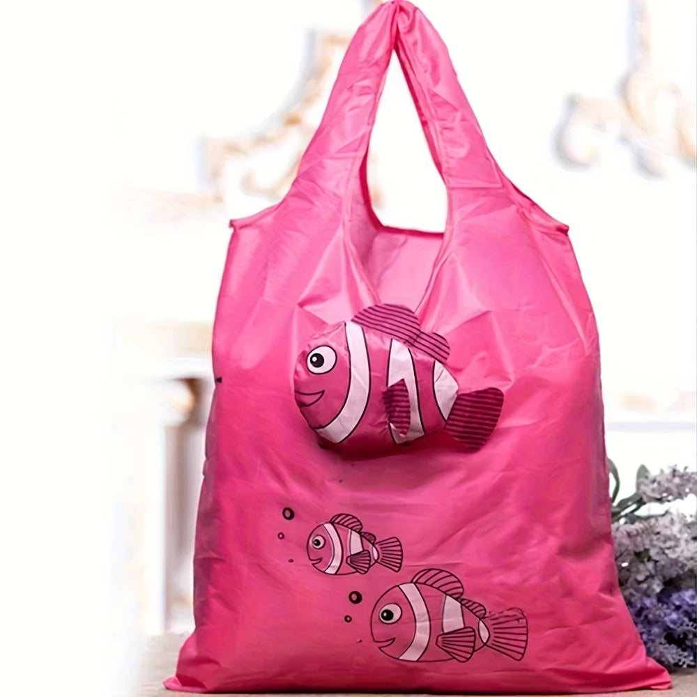 Durable Reusable Nylon Tote Bag with Cute Cartoon Design - Waterproof, Foldable & Portable Grocery Shopping Bag, Ideal for Travel & Outdoor Activities, Environmentally Friendly & High-Quality