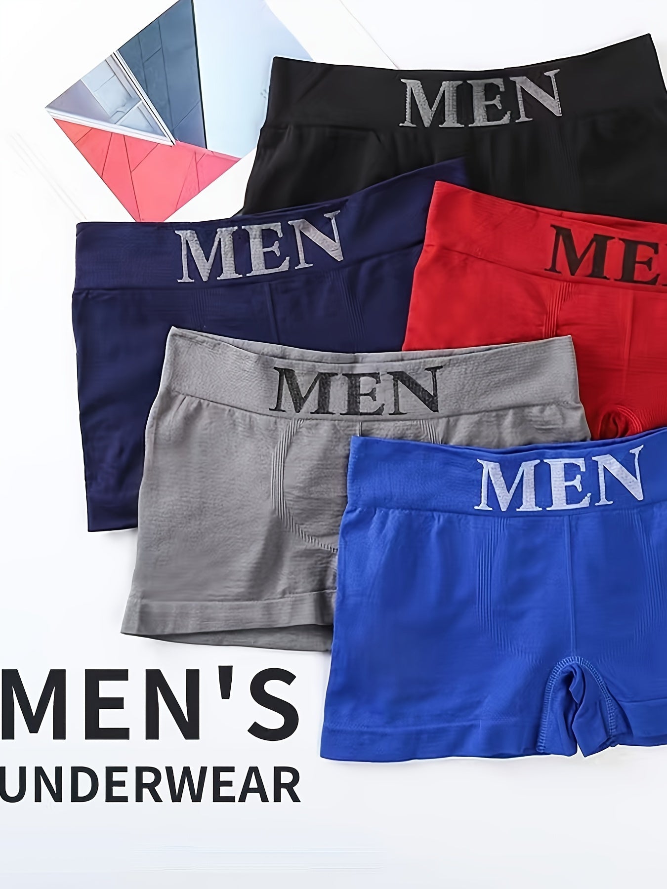 10-Pack Men's Seamless Boxer Briefs made of Modal (90%) and Spandex (10%) high stretch knit fabric with an Alphabet pattern, for breathable comfort fit and casual wear.