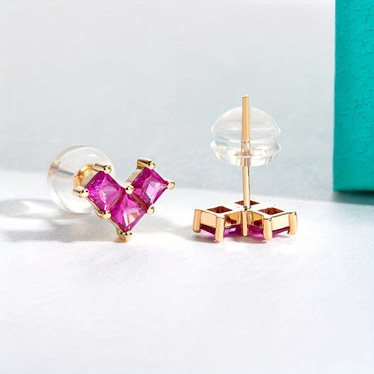 Colorful Treasure Earrings with Ear Acupuncture, 1.698CT*2pcs, approximately 0.8g in weight. Perfect for ladies seeking a fashion-forward luxury novelty gift for their girlfriend or mother.