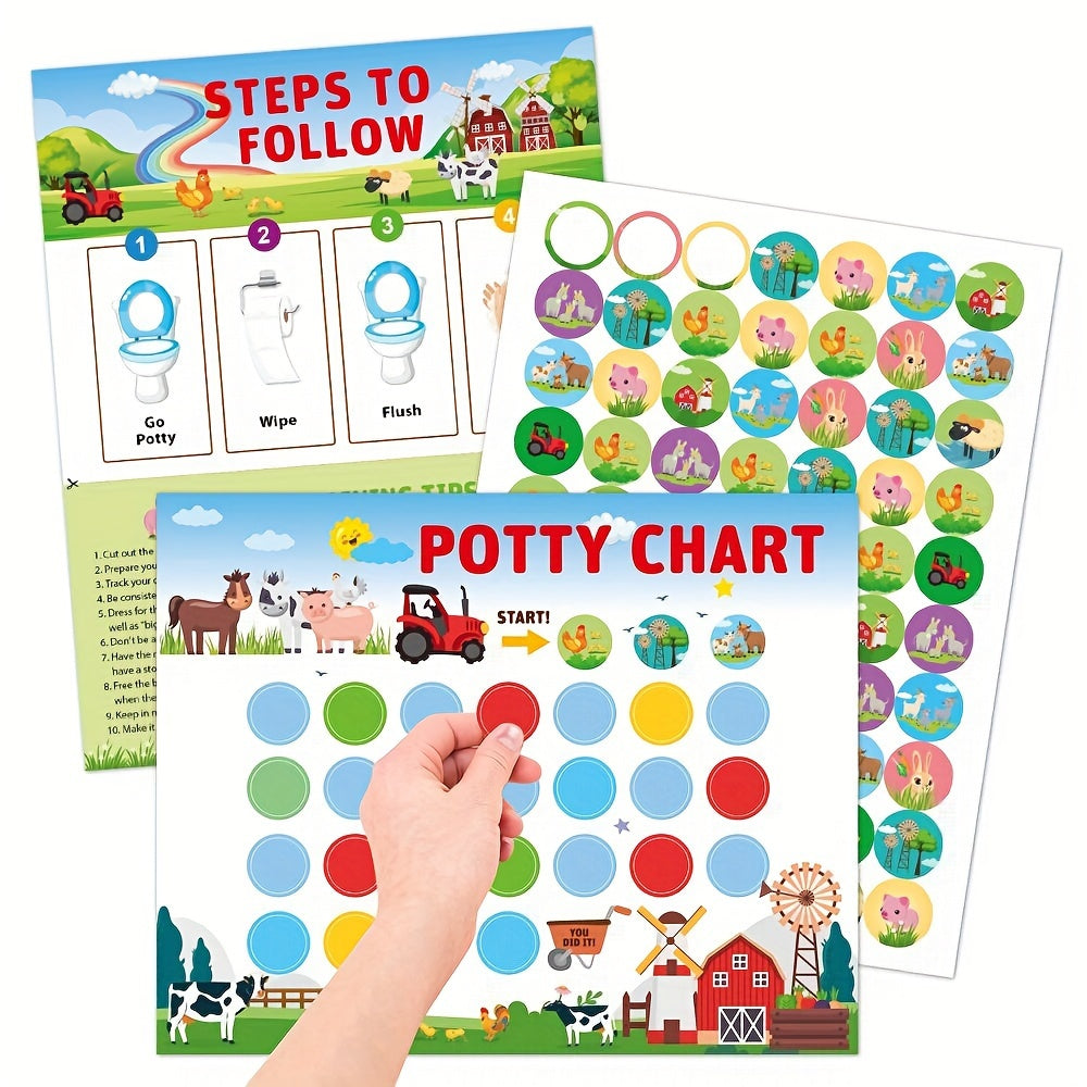 Motivational Toilet Training Set for Toddlers featuring Dinosaur & Unicorn Potty Training Reward Sticker Charts, Includes Reusable Stickers, 10 Charts & 4 Sheets, Ideal for Boys & Girls ages 0-3