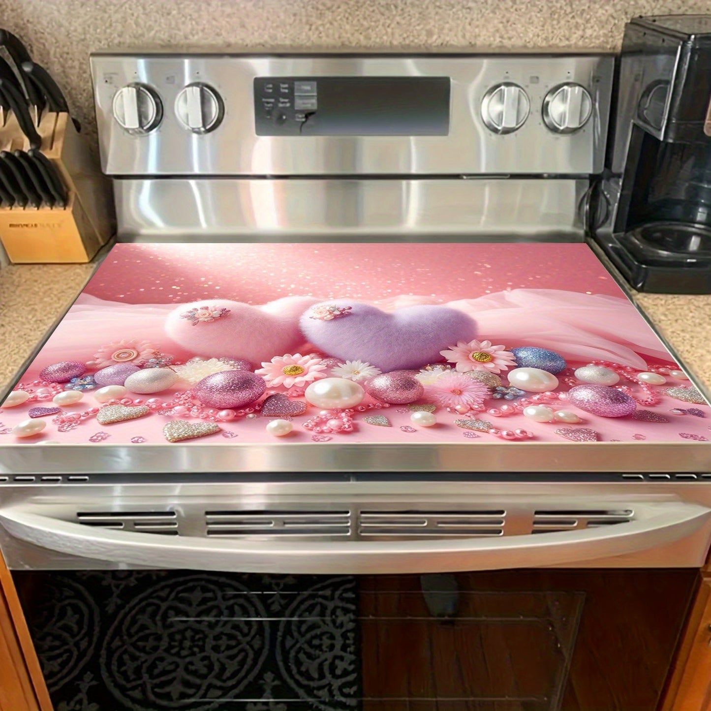 Long-lasting glass stove top featuring a heart design - This heat-resistant surface showcases a modern aesthetic, requires minimal upkeep, and delivers excellent performance - Perfect for elevating your kitchen.