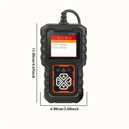 3001 Advanced OBD2 Scanner - USB-Powered with O2 Sensor Support, Lifetime Free Update, for All Vehicles 1996 & Newer, Diagnostic Menu with Code Readiness Indicator.