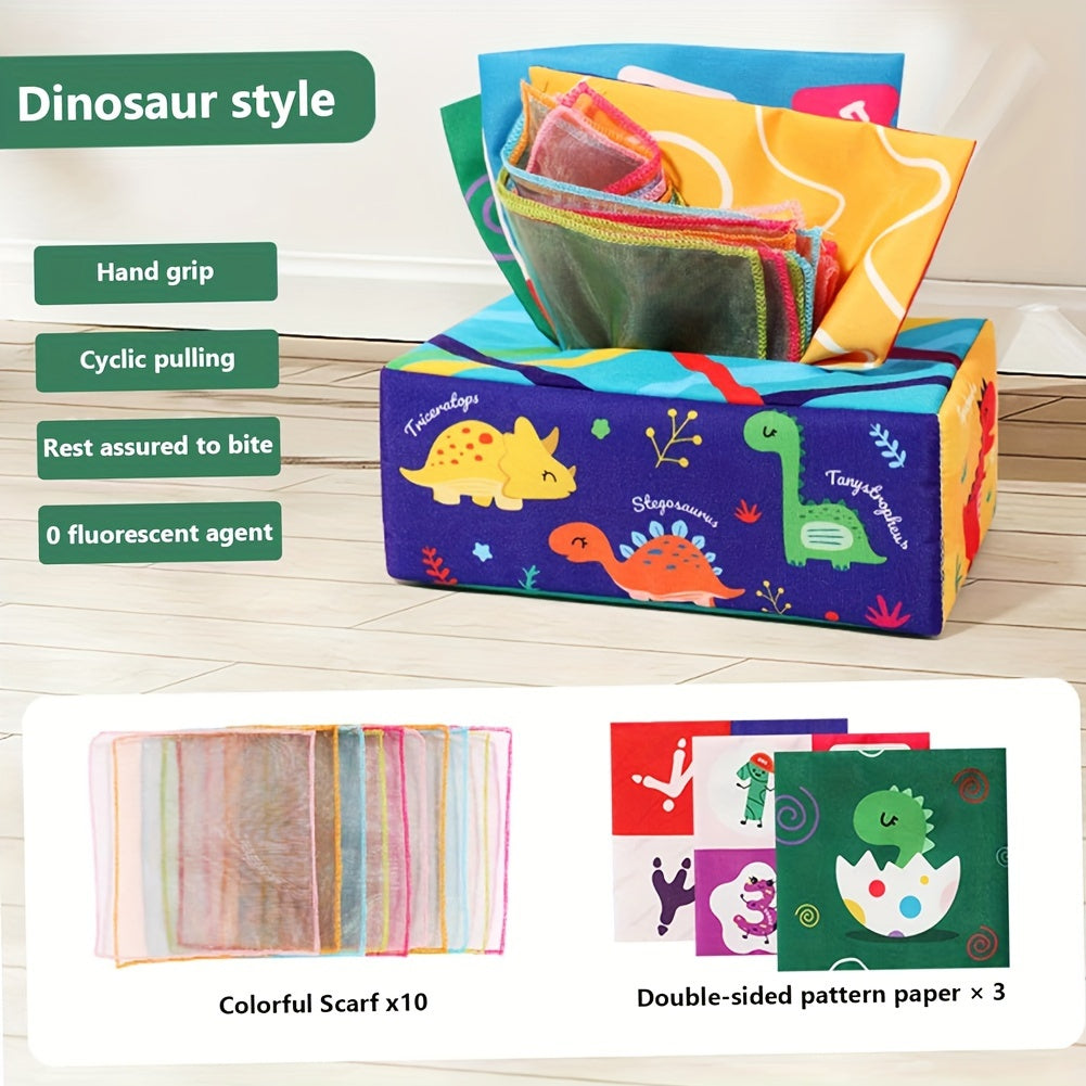 Get the USATDD Baby Tissue Box Toy - a crinkle sensory toy for babies to enjoy. Perfect as a Christmas stocking stuffer or Easter gift, this learning toy features high contrast crinkle paper and sensory silk scarves to stimulate early learning in infants.