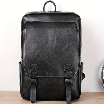 New men's backpack with genuine texture, large capacity, Korean style, suitable for business trips, computer bag, travel, and student use. This vintage-style backpack is trendy, versatile