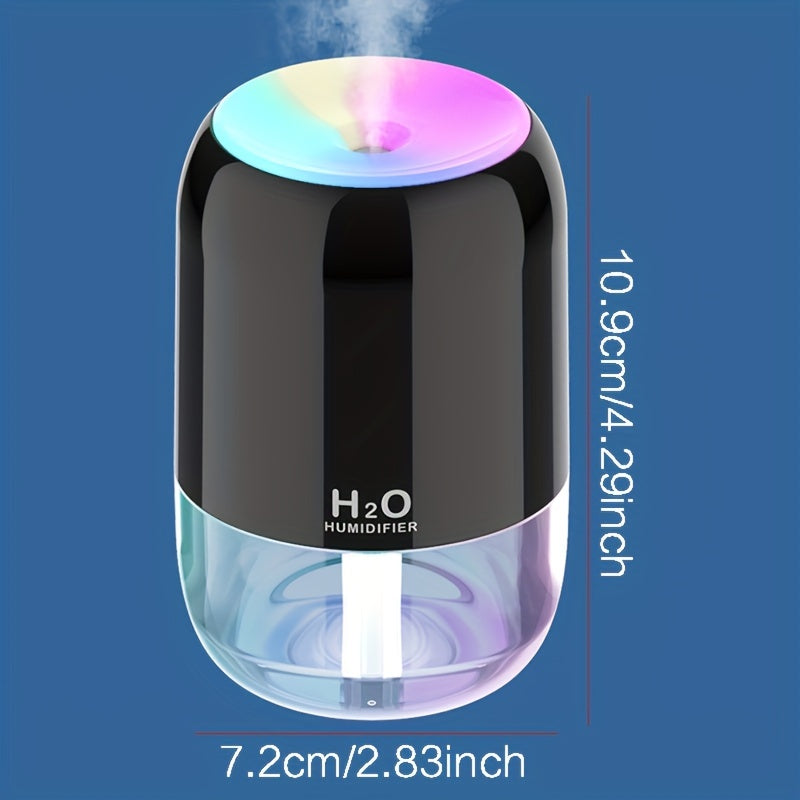 1pc Color Night Light Silent Humidifier, USB Portable Mini Office Desktop Car Humidifier with Scented Diffuser. Suitable for Skin Moisturizing, Hydrating. Auto Shut Off, 2 Spray Modes. Great Holiday Gift for Students.