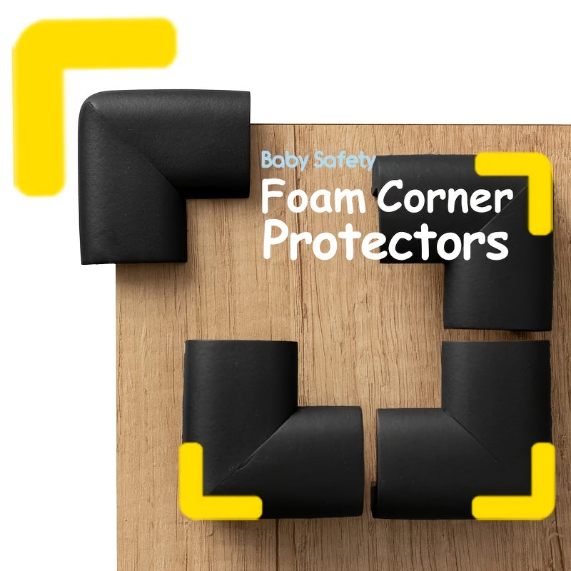 Nitrile Foam Corner Protectors 4-Pack - Soft Edge Guards for Proofing, Furniture Bumpers for Fireplace, Table, Stairs, Cabinet - Black, Brown, Ivory White, Light Grey - Pre-Taped BPA-Free by TWO DADS