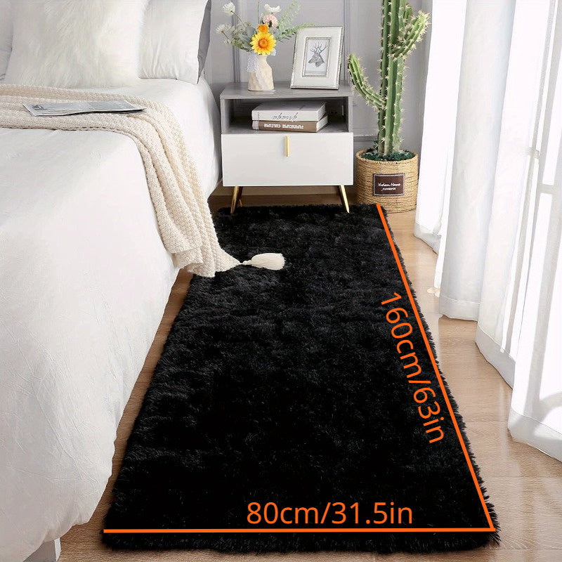 Soft and Fluffy Black Area Rug for Bedroom, Super Cozy Shaggy Carpet, Modern Plush Rug for Living Room or Dorm, Non-Slip Fuzzy Rug for Stylish Room Decor