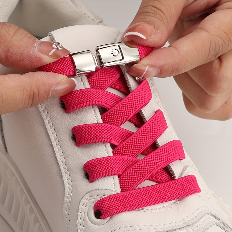 No-tie shoelaces with buckles for sneakers and sports shoes.