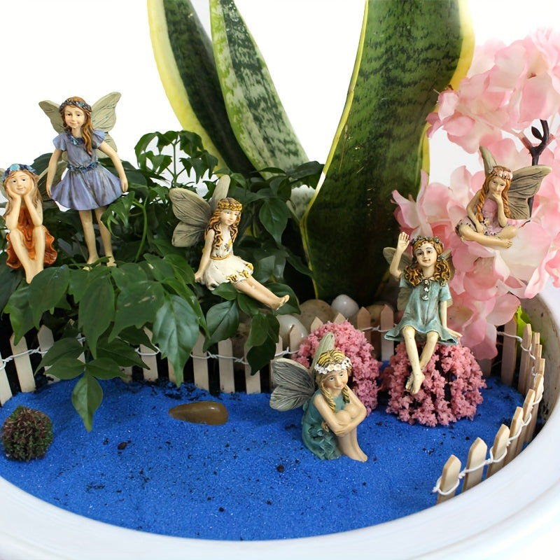 6 resin fairy statues for outdoor gardens, no power required.