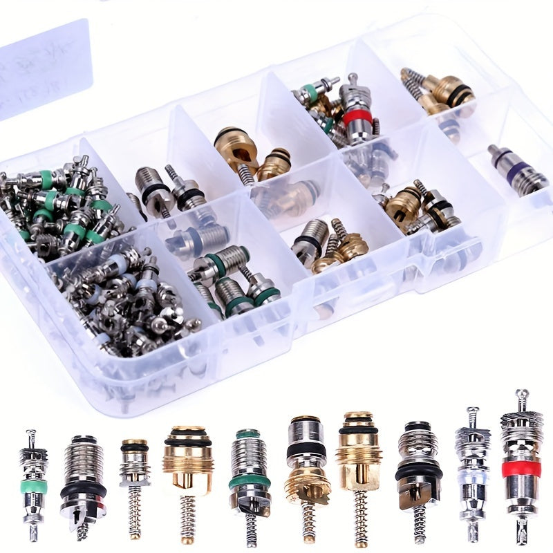 Automotive Air Conditioning Assortment Kit - 100pcs/box of R134A Car A/C Core Valves