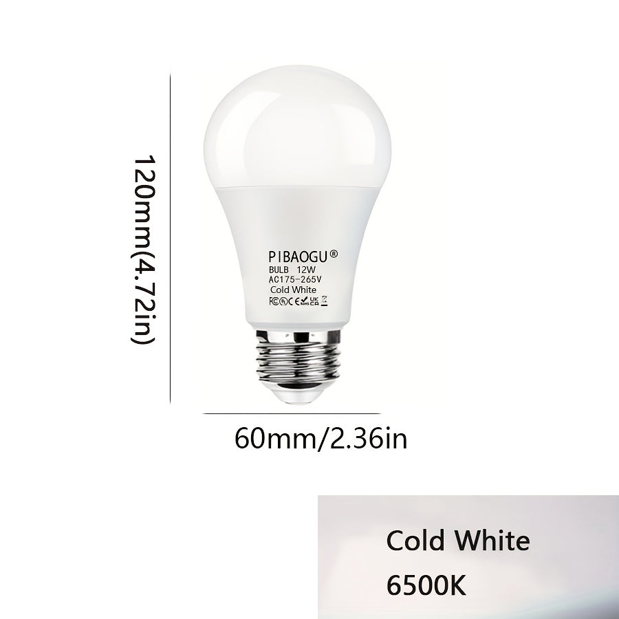 10-pack of E27 12W LED bulbs with high brightness, low energy consumption, and energy-saving features for indoor lighting in living rooms.