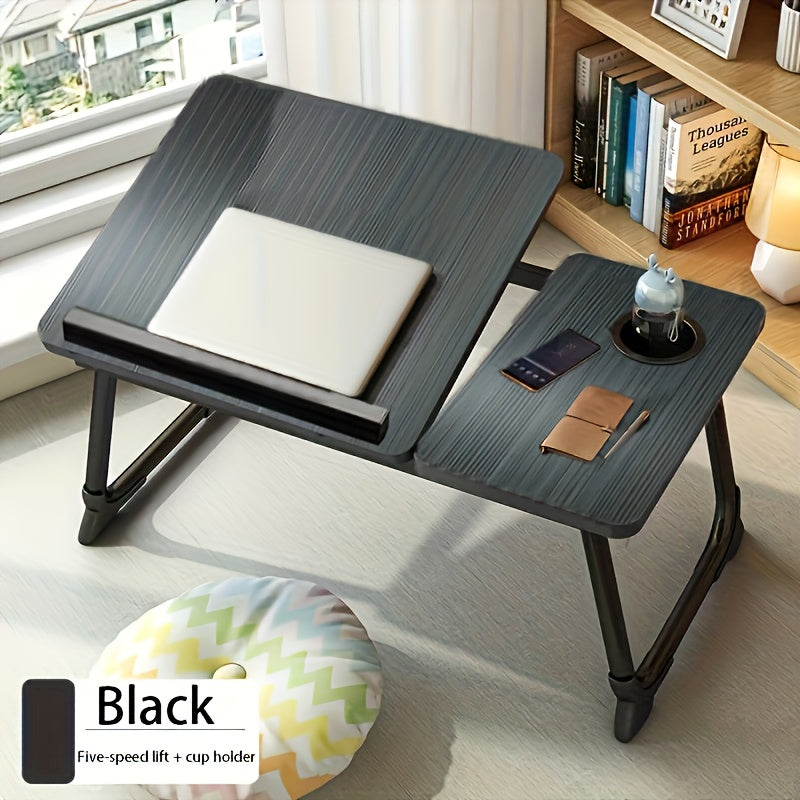 1pc adjustable five-speed table with cup holder, anti-slip strip, and multifunctional design.