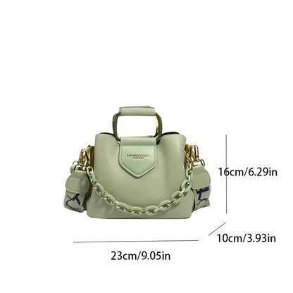 Women's fashion bucket bag with removable strap, magnetic closure, polyester lining, stain resistant, trendy Korean style for Autumn/Winter in mixed color.