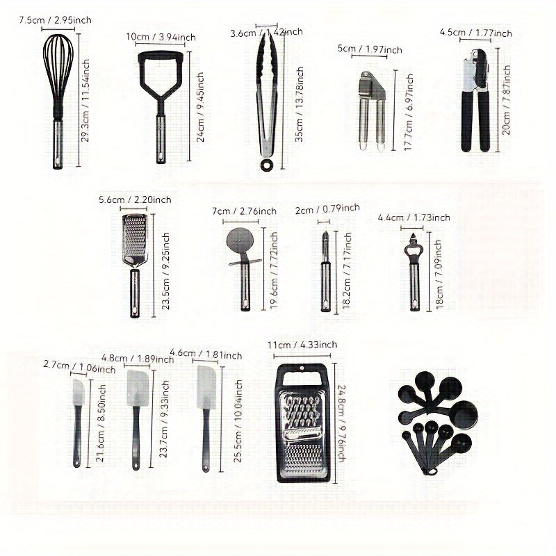 Набор из 38 силиконовых кухонных принадлежностей - безопасных для антипригарных покрытий и посуды, включает ложки и стальные лопатки - идеально подходит для Хэллоуина, Рождества, Пасхи и Дня благодарения