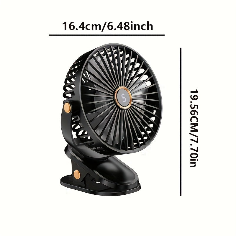 Compact LED Display Mini Desk Fan with USB Charging Clip, Night Light Feature - Quiet High-Speed Motor, Long-Lasting Battery for Office, Fishing, Camping, and Travel.