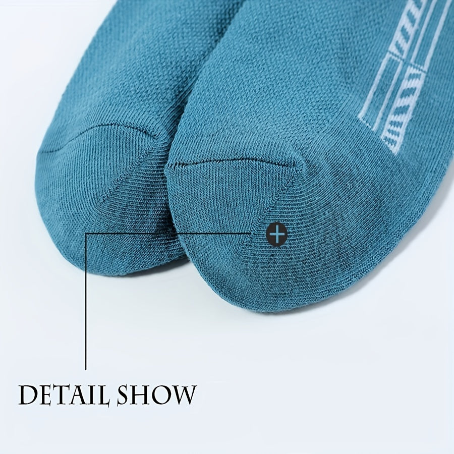 5 pairs of unisex cotton blend crew socks with anti-odor and sweat absorption, perfect for daily wear.