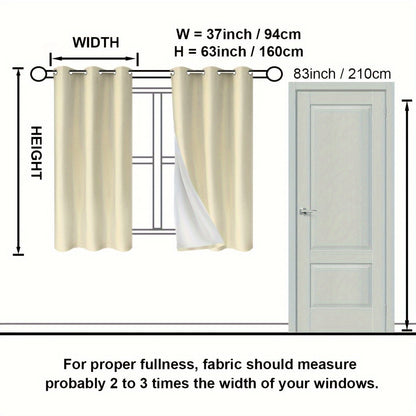 Suhuan Top Curtains, 2PC Set of 100% Blackout Insulation Soundproof Curtains with White Lining, Ideal for Bedroom, Office, Living Room, and Home Decor