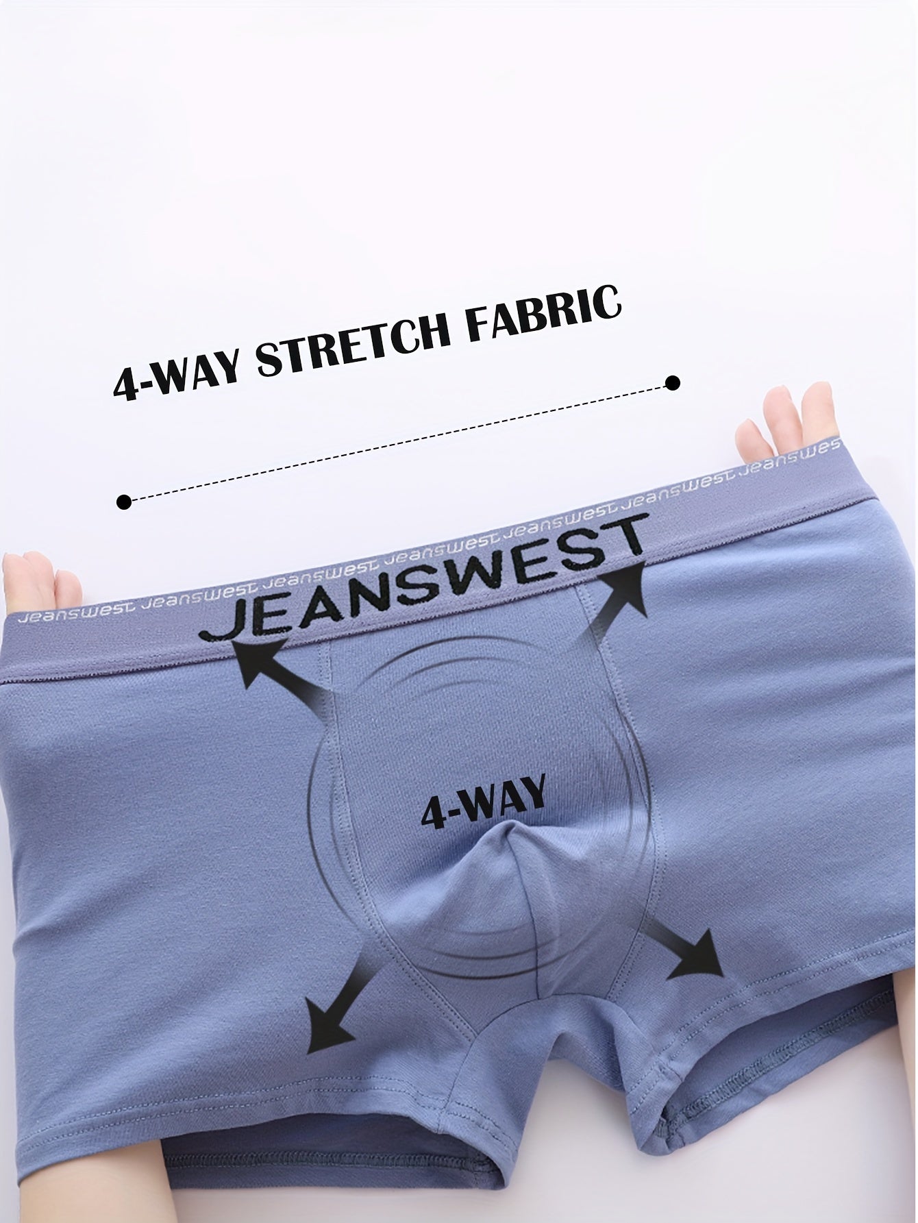 JEANSWEST 4-piece Men's Cotton Boxer Briefs with Stretchy, Soft & Breathable Classic Jacquard Waistband