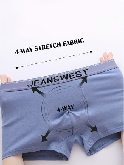 JEANSWEST 4-dona Erkaklar Paxta Boxer Briefs, Elastik, Yumshoq va Havo O'tkazuvchi Klassik Jacquard Kamar bilan