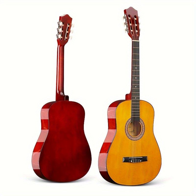 YASATEAO 38" classical guitar with basswood body, nylon strings, 18 frets, half-closed tuning peg, and mixed color.