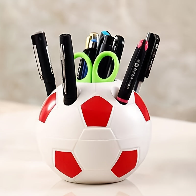 Soccer ball desk organizer - lightweight pen holder for office use.